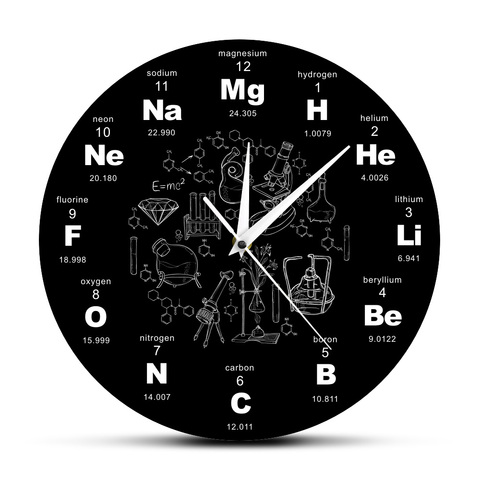 Reloj de pared acrílico con diseño moderno, elementos químicos, regalo para profesor de química ► Foto 1/6