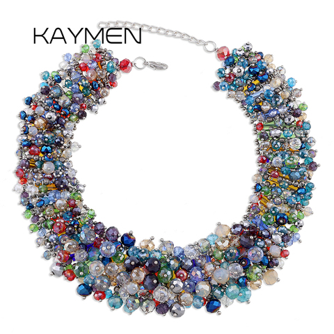 KAYMEN Venta caliente la cristales collar hecho a mano de la Declaración para las mujeres hecho excelente gruesos Vintage collar de gargantilla de 7 colores ► Foto 1/1