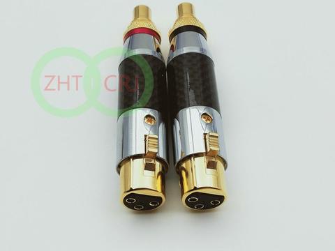 Adaptador de enchufe XLR hembra a RCA hembra de alta calidad, 2 unidades, dorado ► Foto 1/5