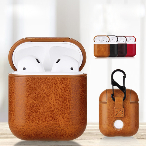Funda de cuero para Apple Airpods 2 + Funda de cuero con botones, protector de piel para Airpods 2 ► Foto 1/6