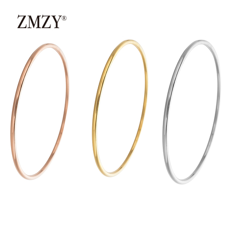 ZMZY-brazalete de círculo único redondo clásico de acero inoxidable para mujer, pulseras con abalorio de alambre fino cerrado Simple, regalo de joyería ► Foto 1/6