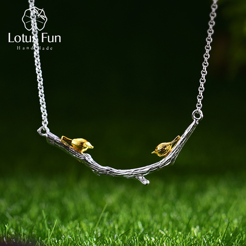 Lotus Fun-collar de pájaro de oro de 18 quilates con rama para mujer, joyería fina, hecho a mano, Original, Natural, Plata de Ley 925 auténtica ► Foto 1/6