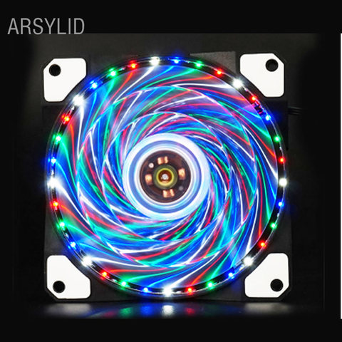 ARSYLID 33 LED 4 colores 12cm ventilador de refrigeración de la computadora caso solar ventilador silencioso ventilador azul verde, rojo, blanco, color de la luz ► Foto 1/1