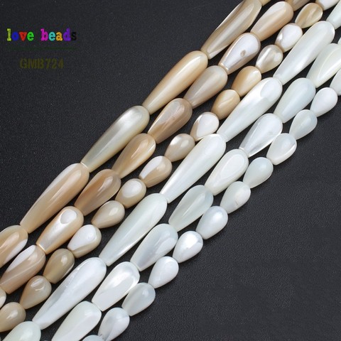 Natural forma de gota de agua Trochus superior Cuentas de concha para fabricación de joyería DIY pulsera collar 5*8/6*12/6*20mm 15'' ► Foto 1/6