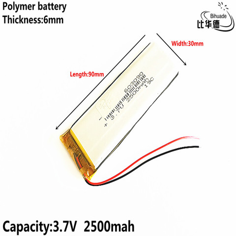 Batería de iones de litio de buena calidad para juguetes, batería de iones de litio de 3,7 V,2500mAH,603090 polímero, batería externa, GPS,mp3 y mp4 ► Foto 1/5