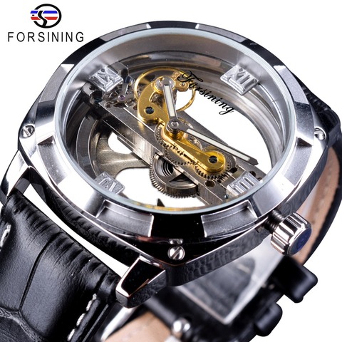 Forsining venta exclusiva oficial de doble cara transparente de moda diseño de negocios esqueleto automático hombres reloj de lujo de marca superior ► Foto 1/1