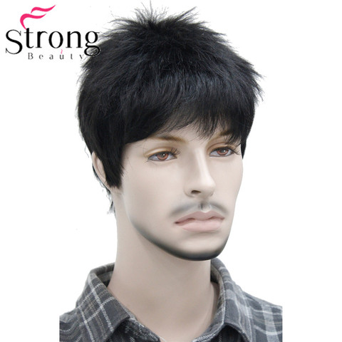 Peluca sintética corta para hombres pelucas realistas de pelo masculino ► Foto 1/4