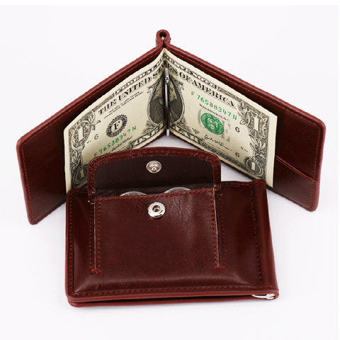 BLEVOLO-cartera pequeña de piel sintética para hombre, monedero Vintage, Clips para dinero, bolsa billetera para monedas ► Foto 1/4
