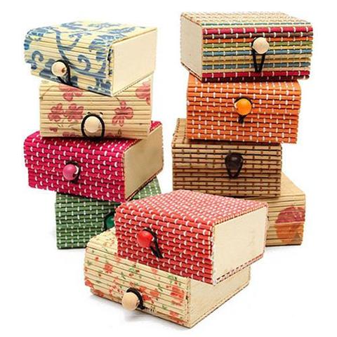 Joyería de Cajas de almacenamiento de madera de bambú anillo collar aros caso cajas de joyería titular regalo de 11 colores caja de joyas caja de regalo de joyería ► Foto 1/6
