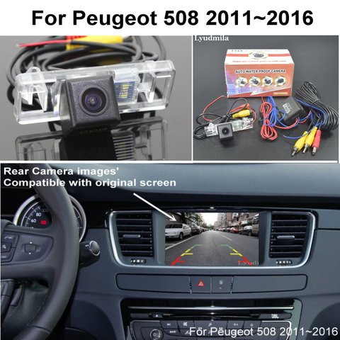 Para Peugeot 508 2011 ~ 2016 RCA & pantalla Original adaptador Compatible vista trasera de coche Cámara cámara CCD para reversa de visión nocturna ► Foto 1/6