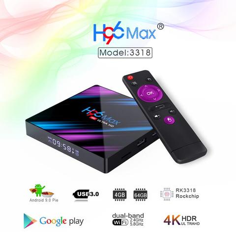 H96 Max Plus 4gb 64gb Android Tv Box 9,0 Smart TVBox RK3318 2,4G/5 Ghz Wifi HDR 4K H.265 4GB 32GB H96MAX reproductor multimedia Set Top Box ► Foto 1/6