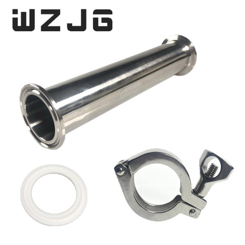 WZJG-Tubo de bobina sanitaria, virola de 1,5 MM, brida + junta de PTFE + accesorios de tubería de triple abrazadera, longitud de 4 
