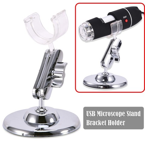 Microscopio USB Universal soporte giratorio todo direccional soporte de aluminio de Metal plateado de elevación y rotación ► Foto 1/6