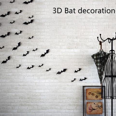 12 piezas negro atractivo 3D Bat Sticker etiqueta extraíble para pared de alta calidad Festival de Halloween DIY engomada decoración del hogar ► Foto 1/5