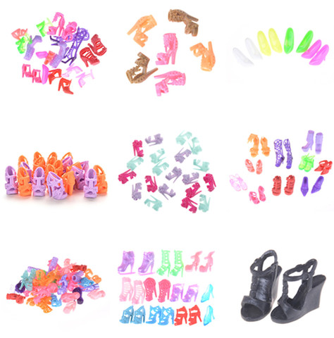 10/1 pares zapatos de muñeca de moda lindo colorido zapatos para muñeca Barbie con diferentes estilos de alta calidad bebé de juguete ► Foto 1/6