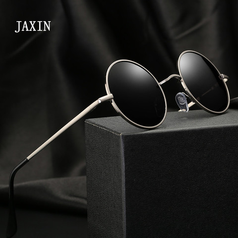 JAXIN-gafas de sol redondas Retro para hombre, lentes de sol polarizadas de color negro, con personalidad, espejo clásico, UV400 ► Foto 1/6