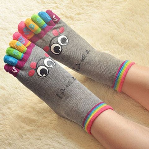 Calcetines elegantes de algodón para mujer, calcetín con cinco dedos, Original ► Foto 1/6