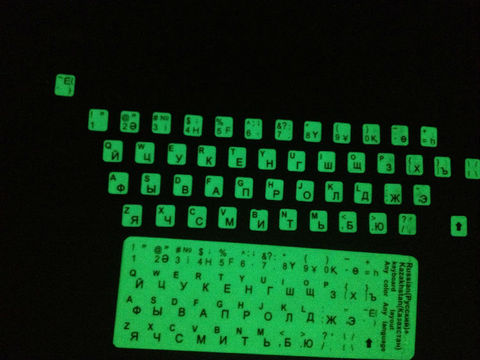 2017 nuevo envío de la gota letras rusas ultrabright fluorescencia luminosa teclado etiqueta ► Foto 1/4