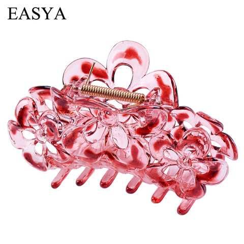 EASYA gran pinza de plástico para el pelo 6 colores flor Hairwear cangrejo pinzas de pelo para mujer de moda de las muchachas ornamentos accesorios para el cabello ► Foto 1/6