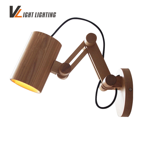 Lámpara de pared de madera moderna de roble para iluminación del hogar del dormitorio, lámpara de pared de madera sólida envío gratis ► Foto 1/6