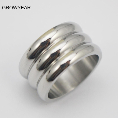 Anillos para mujer y hombre, diseño Simple, 3 círculos apilados, 316L, acero inoxidable, Color plata, joyería para boda y fiesta ► Foto 1/5