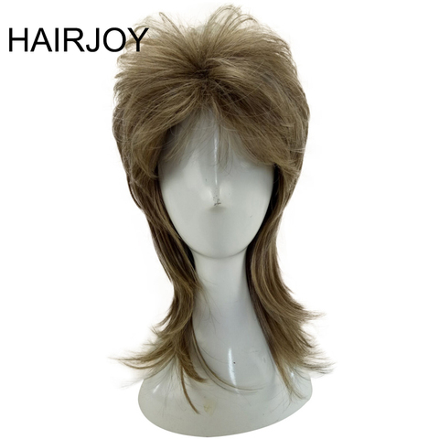 HAIRJOY hombre Peluca de pelo rizado longitud media de alta temperatura fibra sintética Hombre Cosplay pelucas 7 colores disponibles ► Foto 1/6