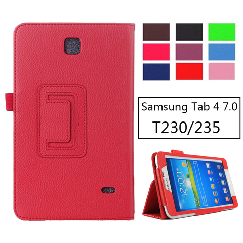 SM-T231 SM-T230 Litchi PU funda Flip de cuero para Samsung Galaxy Tab 4 7,0 T230 T231 T235 soporte casos 7 pulgadas Tablet ► Foto 1/6