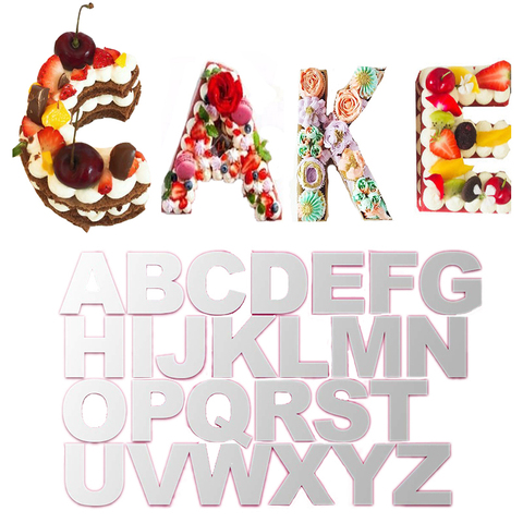 Molde Plantilla de pastel de alfabeto, accesorios de decoración de pasteles, 26 letras, para bodas/cumpleaños/Eid Mubarak ► Foto 1/6