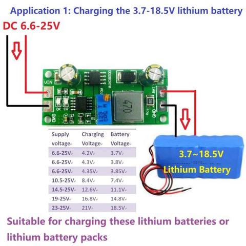 Convertidor Buck 2 en 1 DC-DC 6,6-25 V reductor a 1,2-23 V potencia ajustable 3,7 V 4,2 V 7,4 V 12V Litio li-on 18650 cargador de batería ► Foto 1/5