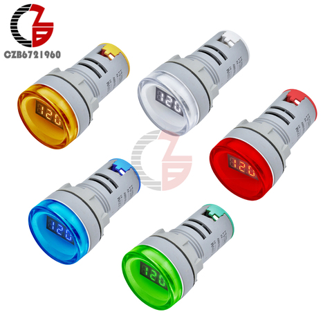 Voltímetro Digital LED de CA de 60-500V, voltímetro de CA, indicador LED, luz piloto, bricolaje, rojo, verde, naranja, 22MM ► Foto 1/6