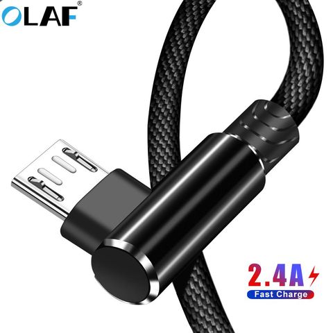 La OLAF 2.4A Cable USB a Micro USB 3m 2m 90 Grado de carga rápida Cable de datos USB para Samsung Xiaomi Redmi 4x4 5x5 LG teléfono móvil Cables ► Foto 1/6