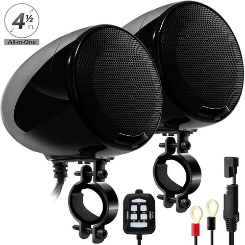 Aileap SPK400-D altavoces Bluetooth para motocicleta, 2 canales, 4,5 pulgadas, amplificador de 600W, sistema de Audio estéreo, soporte AUX MP3 (negro) ► Foto 1/6