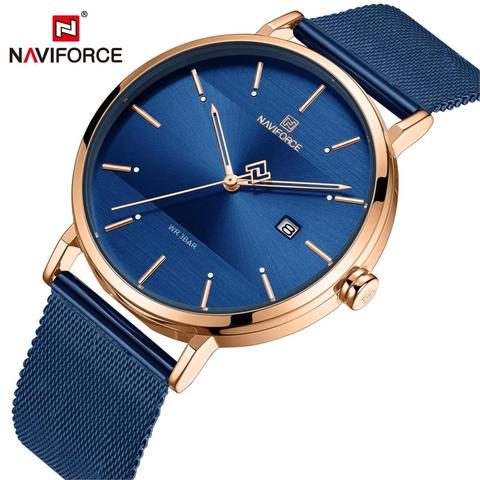 NAVIFORCE-relojes de lujo de acero inoxidable para mujer, pulsera de cuarzo rosa, elegante, 2022 ► Foto 1/6