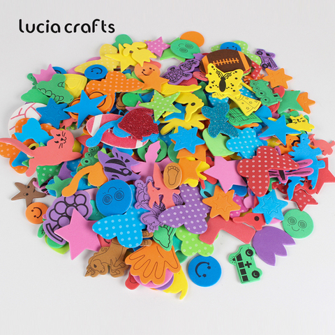 Lucia crafts-pegatinas de papel de espuma de colores variados aleatorios para niños, pegatinas eva, arte de colección de recortes, bricolaje, H0105, 100 Uds. ► Foto 1/2