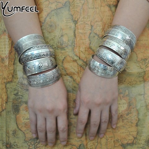 Fábrica Yumfeel, venta al por mayor, joyería tibetana, pulseras de plata Vintage, pulseras de plata tibetanas antiguas para mujeres ► Foto 1/6