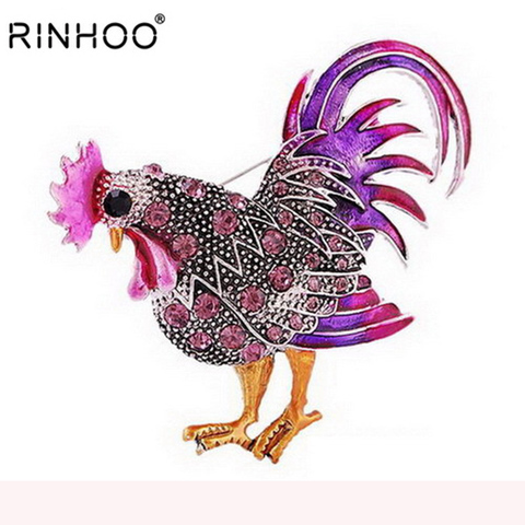 Broches grandes de gallo a la moda, broches de estrás de cristal Multicolor para mujer ► Foto 1/5