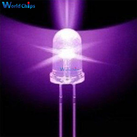 100 Uds Super brillante F5 5mm redondo UV/púrpura diodo LED 390-395nm púrpura lámpara F5 LED luz para DIY luces ► Foto 1/6