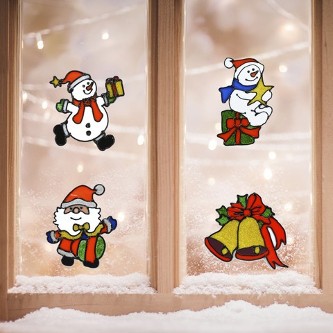 Pegatinas tipo ventana de pared para decoraciones navideñas, pegatinas de cristal de Papá Noel de silicona, decoración de ventana puerta o pared para el hogar ► Foto 1/4