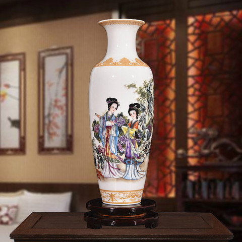 Jarrón de porcelana clásico de estilo chino para decoración del hogar, jarrones de cerámica de arcilla blanca alta hechos a mano para flores, Jingdezhen ► Foto 1/4