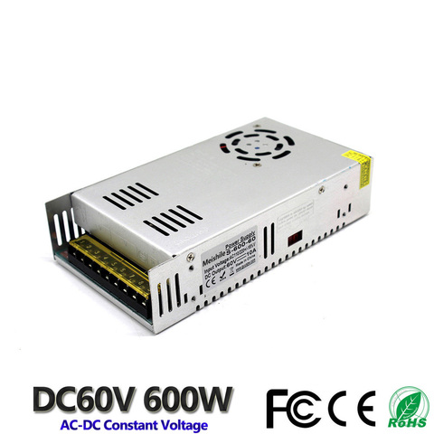 DC 60V 10A 600W Correa ligera LED controlador de fuente de alimentación de conmutación 110V 220V AC constante transformador de tensión de vigilancia CCTV CNC Motor ► Foto 1/6