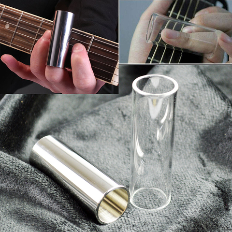 Deslizadores de dedo de guitarra de acero inoxidable/vidrio, tubo de púa de guitarra eléctrica, accesorios de guitarra ► Foto 1/6