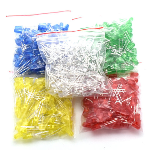500 unids/lote/Kit de diodos LED de 5mm de colores mezclados rojo verde amarillo azul blanco Kit de luz Led DIY ► Foto 1/2