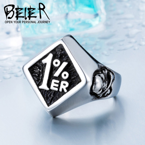 Los Hombres de Moda de Acero inoxidable Anillo Para Hombre de La Motocicleta del Motorista Uno Pencenter 1% Anillo de La Joyería BR8-243 ► Foto 1/6