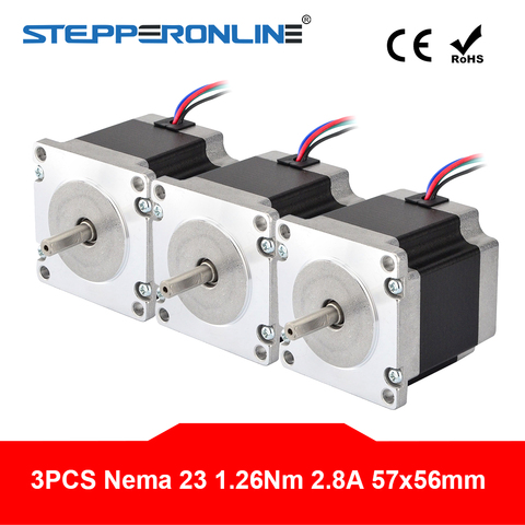 3 piezas 1.26Nm/179oz. en Nema 23 Stepper Motor 2.8A 4 cables de 6,35mm DIY CNC eje Router Mill ► Foto 1/5