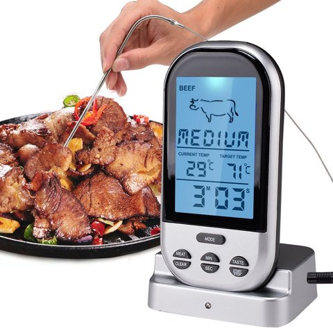 Termómetros para carne con Bluetooth, sonda Digital LCD, inalámbrico remoto, barbacoa, parrilla, cocina, termómetro, herramientas de cocina casera con alarma de temporizador ► Foto 1/6