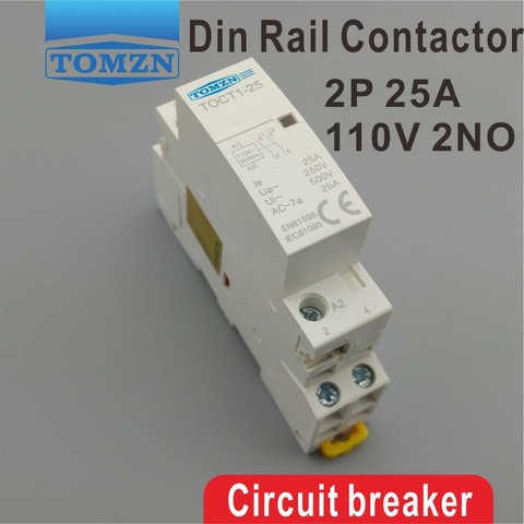 TOCT1 2P 25A 110V 50/60 HZ, carril Din hogar ac contactor Modular 2NO ► Foto 1/1