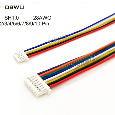5 unids SH 1,0 de alambre de Cable conector de Cable DIY SH1.0 JST 2/3/4/5/6/7/8/9/10 Pin línea electrónica única Terminal de Conexión macho 28AWG 10 cm ► Foto 1/1