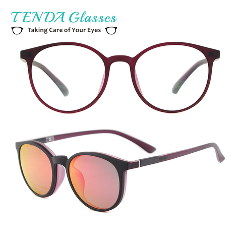 De plástico Flexible redondo para mujeres Retro gafas de sol Clip polarizado gafas de sol de conducción de gafas para lentes de prescripción ► Foto 1/6