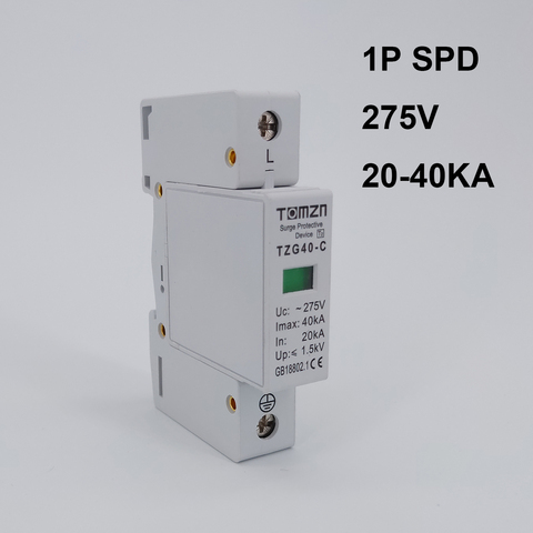 AC SPD 1P 20KA ~ 40KA 275V protector contra sobretensiones doméstico protección dispositivo descargador de bajo voltaje ► Foto 1/6