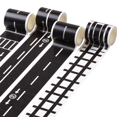 1 Uds 5m tren ferroviario Diseño de curva Washi Tape de papel DIY tráfico adhesivo Scrapbooking cinta etiqueta engomada cinta adhesiva ► Foto 1/6